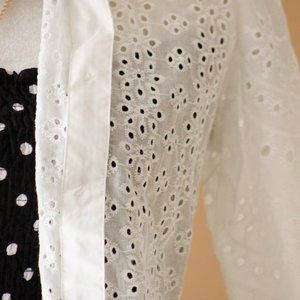 All Eyes On Eyelet Button Front Top